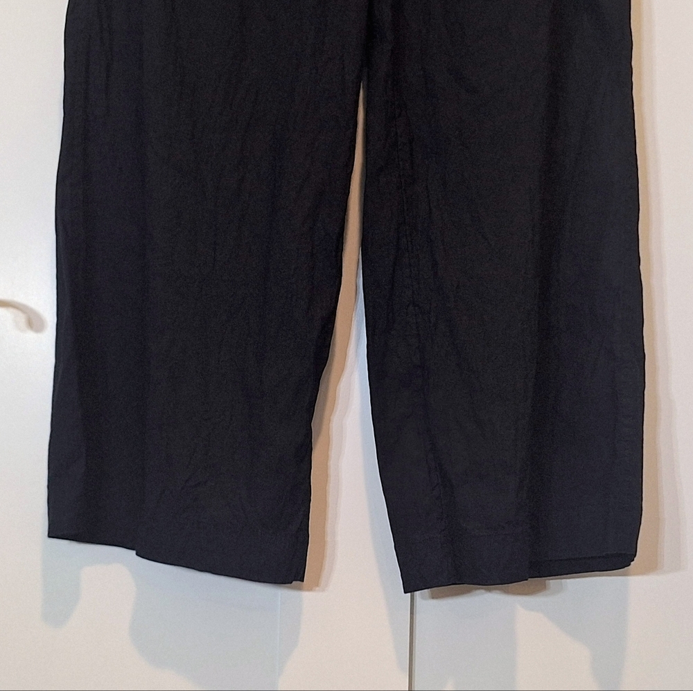 Athleta Linen Blend Stretch Wide Leg Pull On Pants High Rise Black Size Medium - Picture 4 of 16